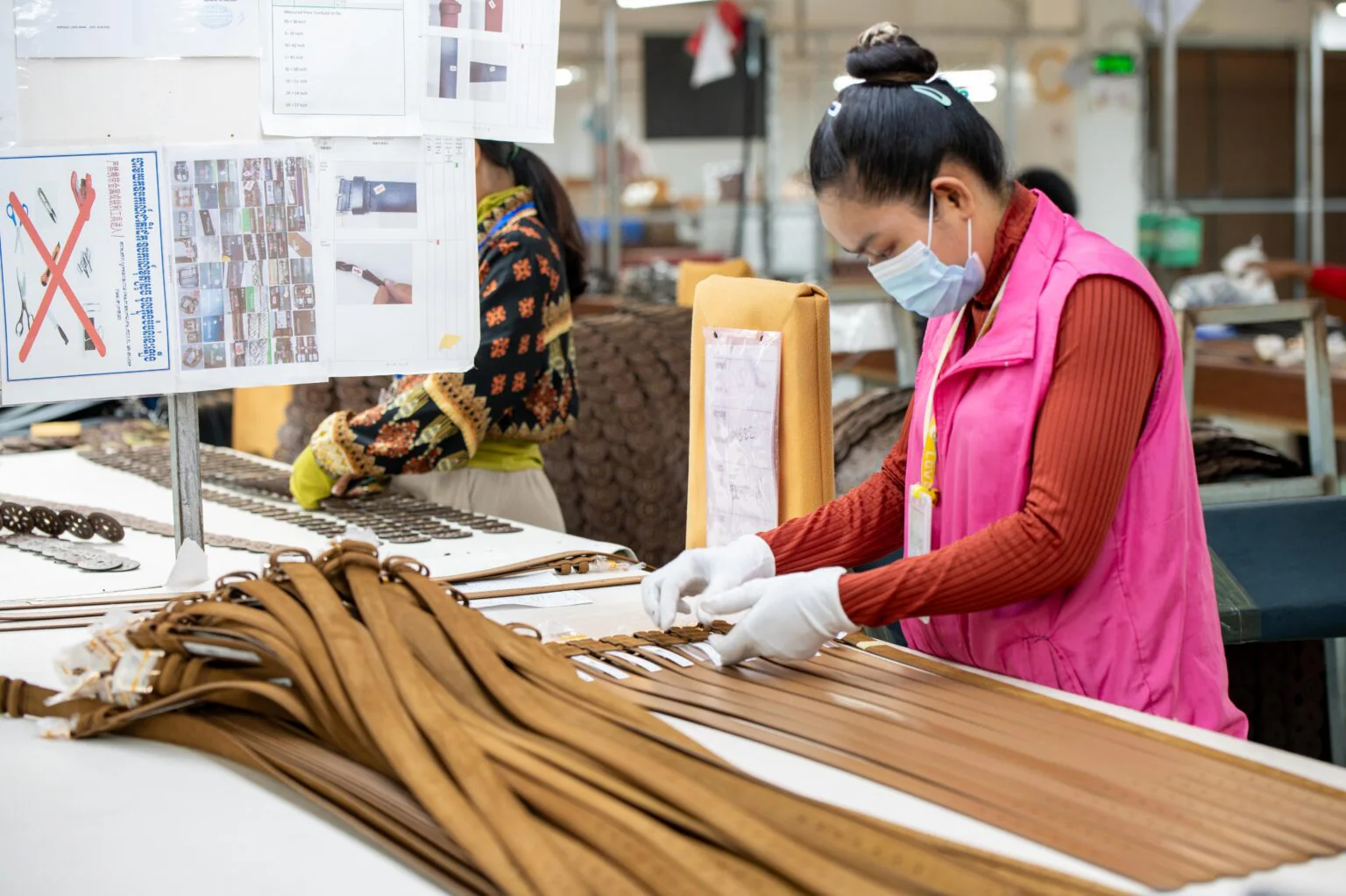 Brown belts undergoing final inspection at the HongDing factory