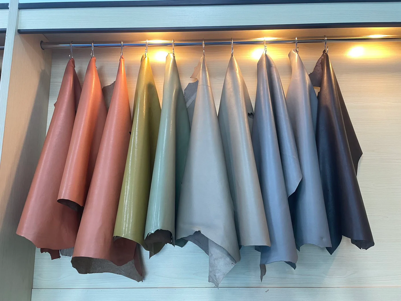 leather color swatches prepared for material and finish review