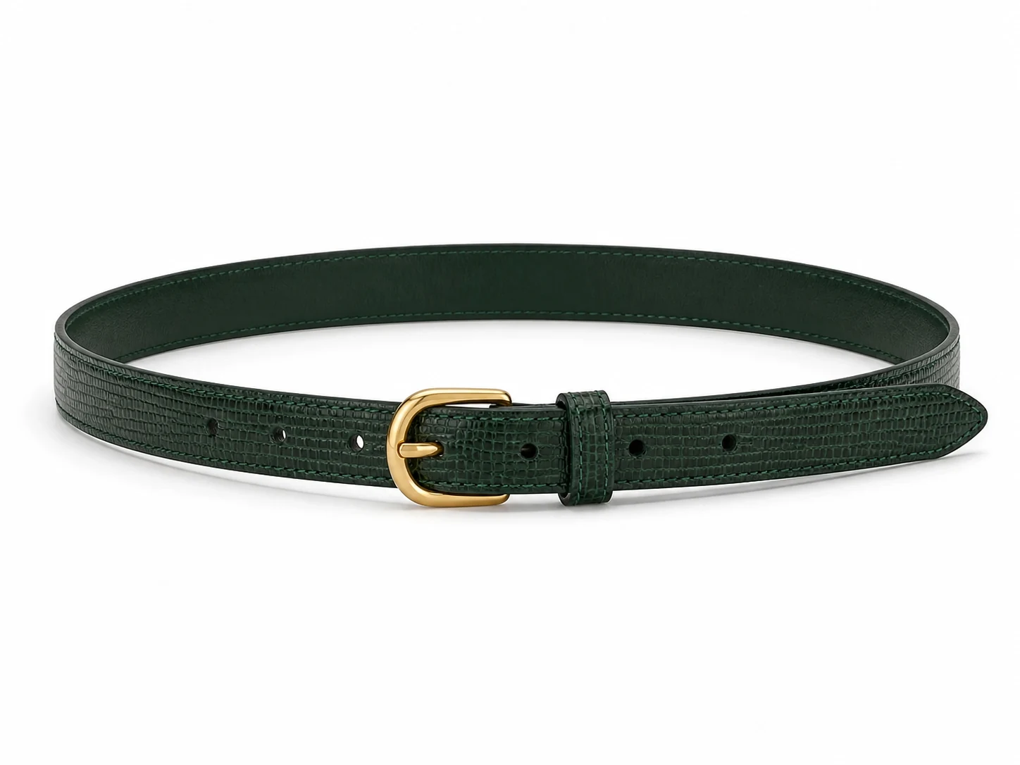 Lizard-Embossed Skinny Belt