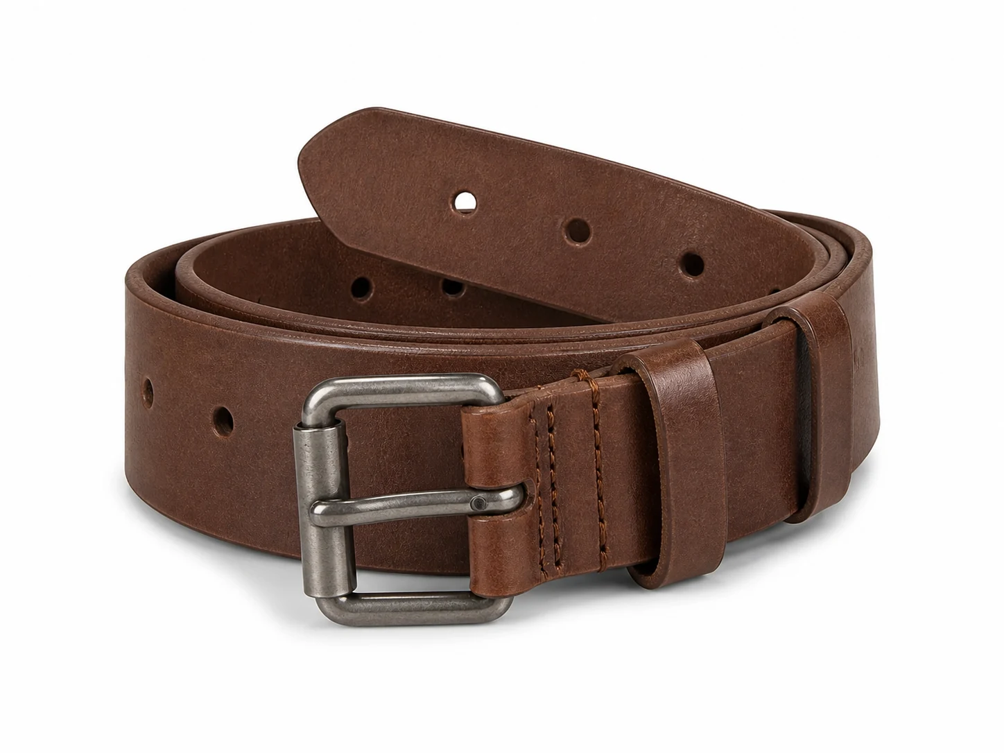 Heavy work belt reference with substantial buckle and strap stack
