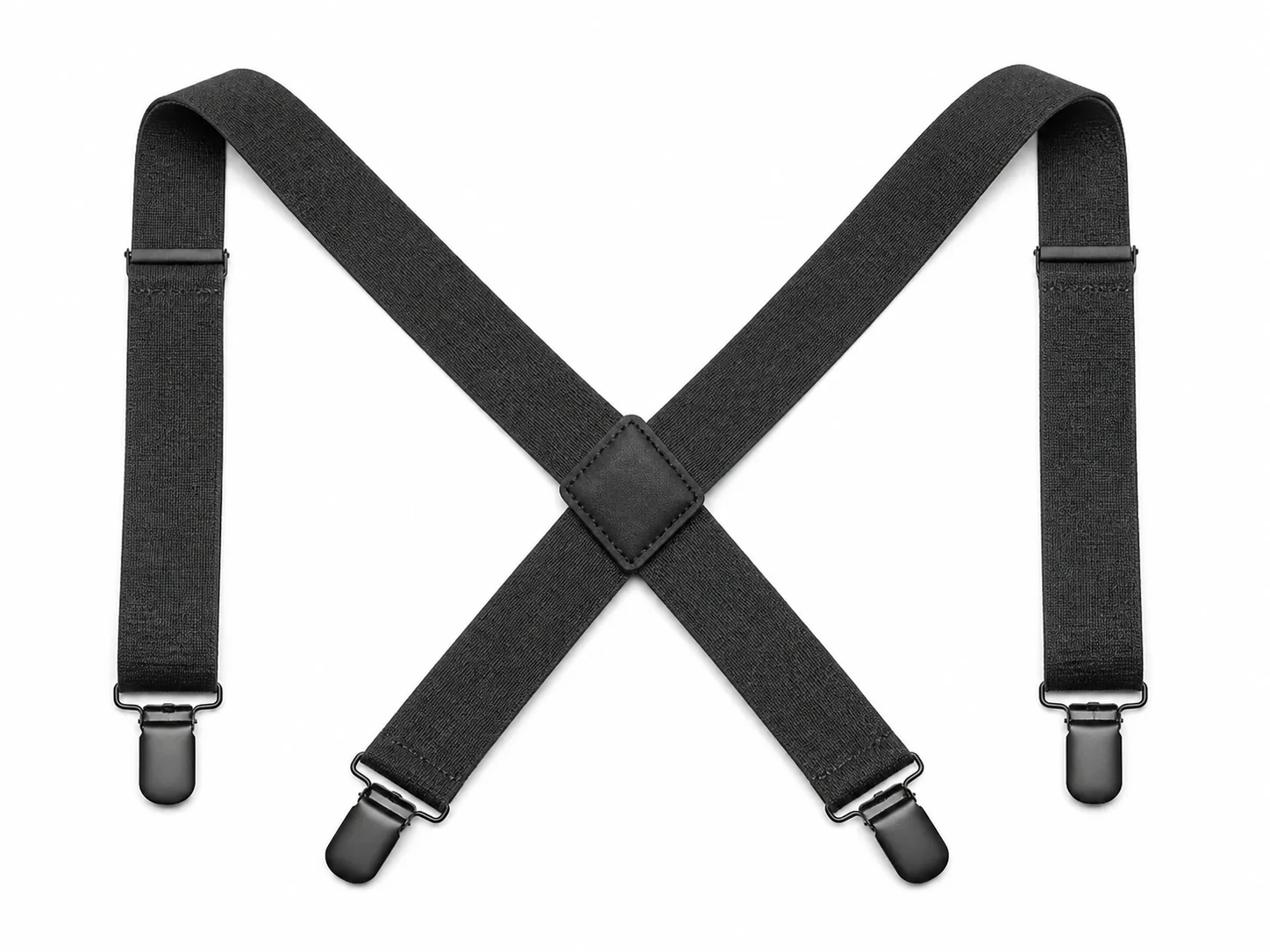 Schematic of clip-on suspenders attached to a trouser waistband