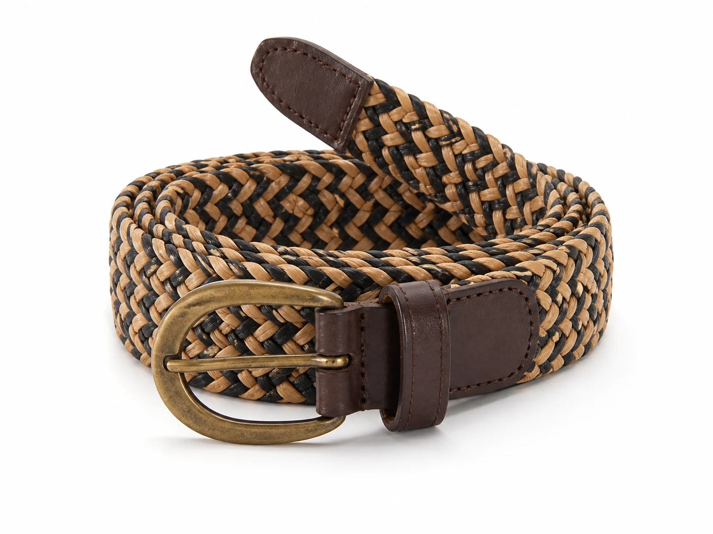Two-Tone Woven Straw Belt