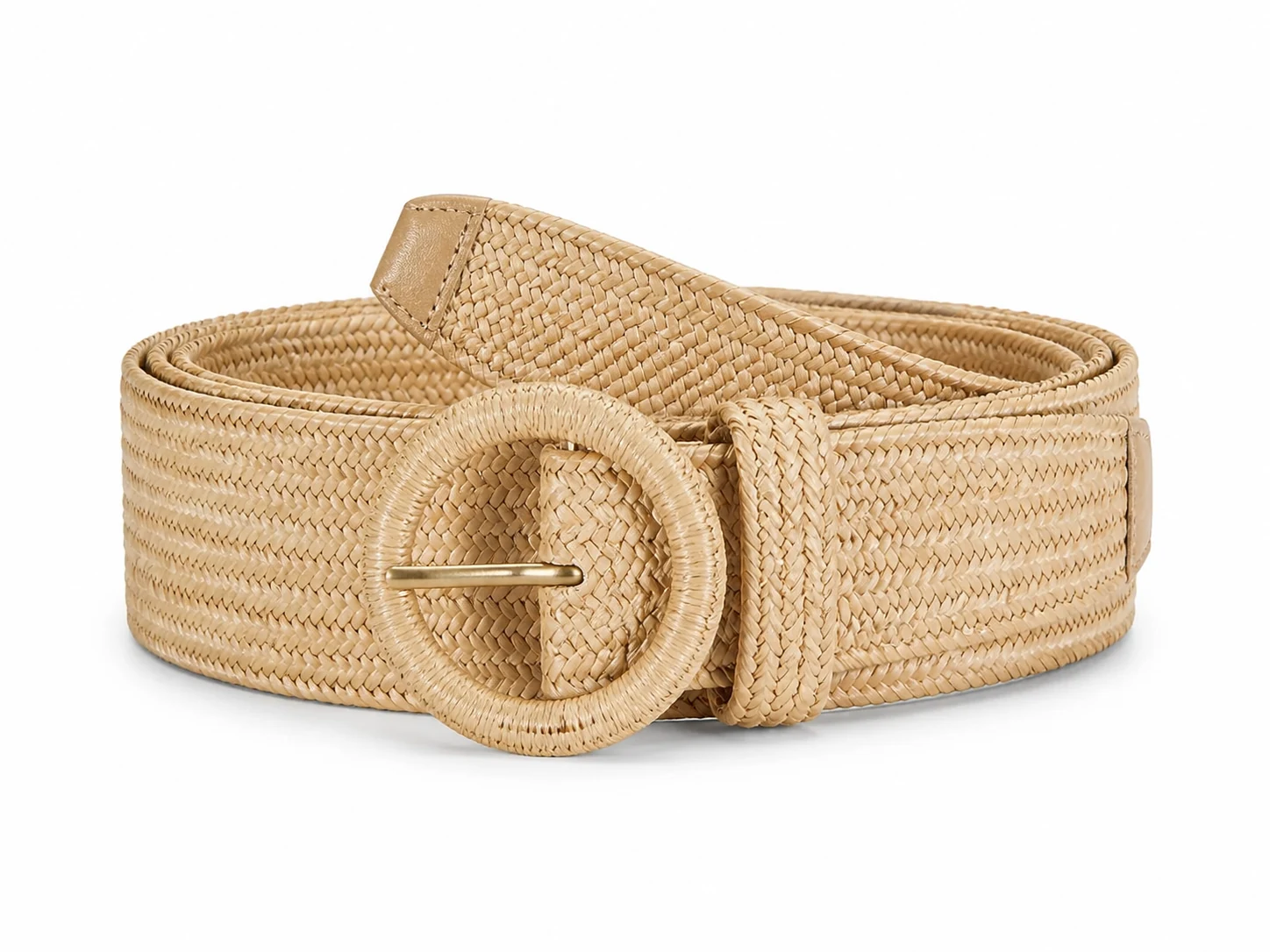 Round Buckle Straw Belt