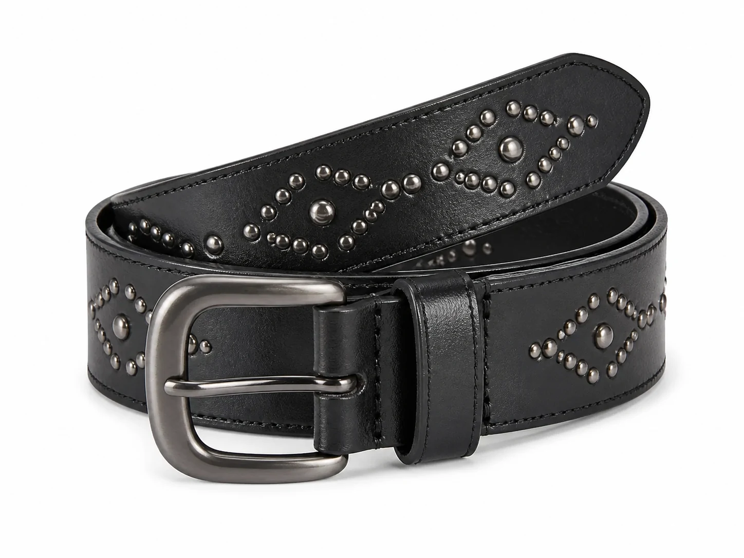 Logo-Pattern Studded Belt