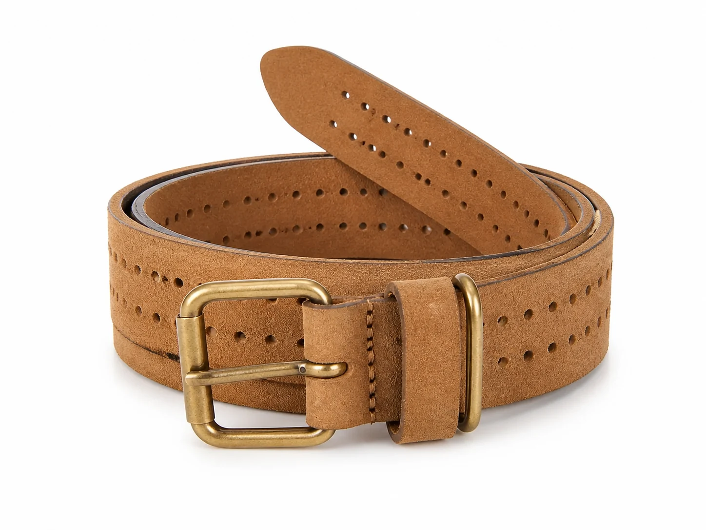 Perforated Suede Belt