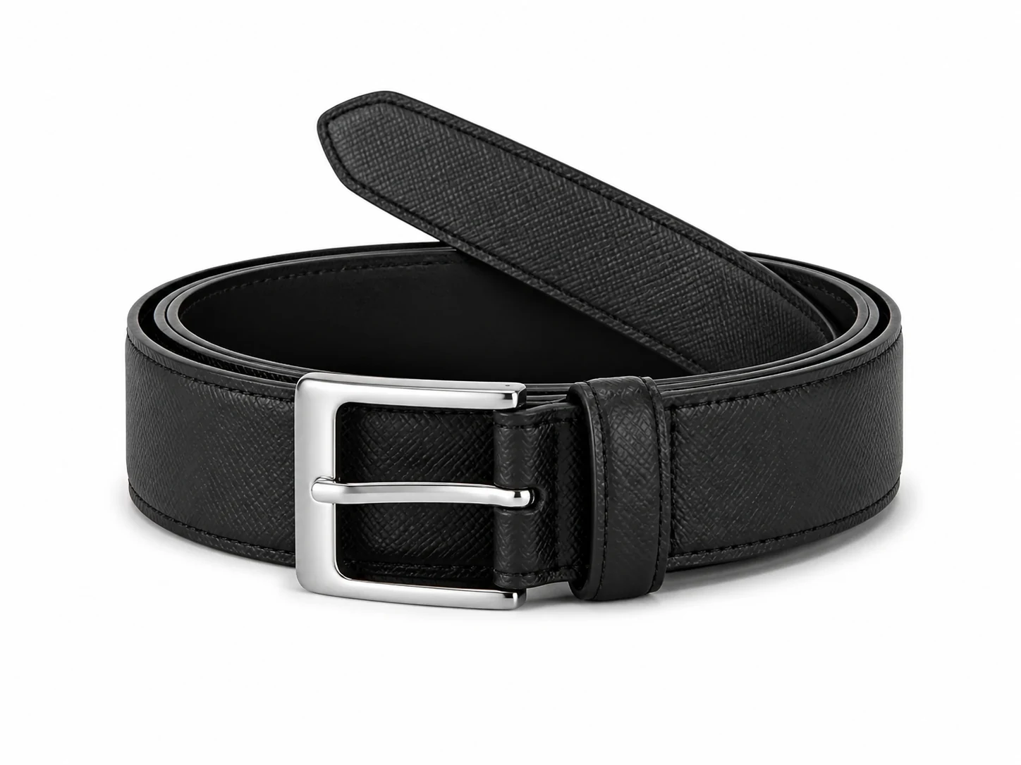 Saffiano-Embossed Dress Belt