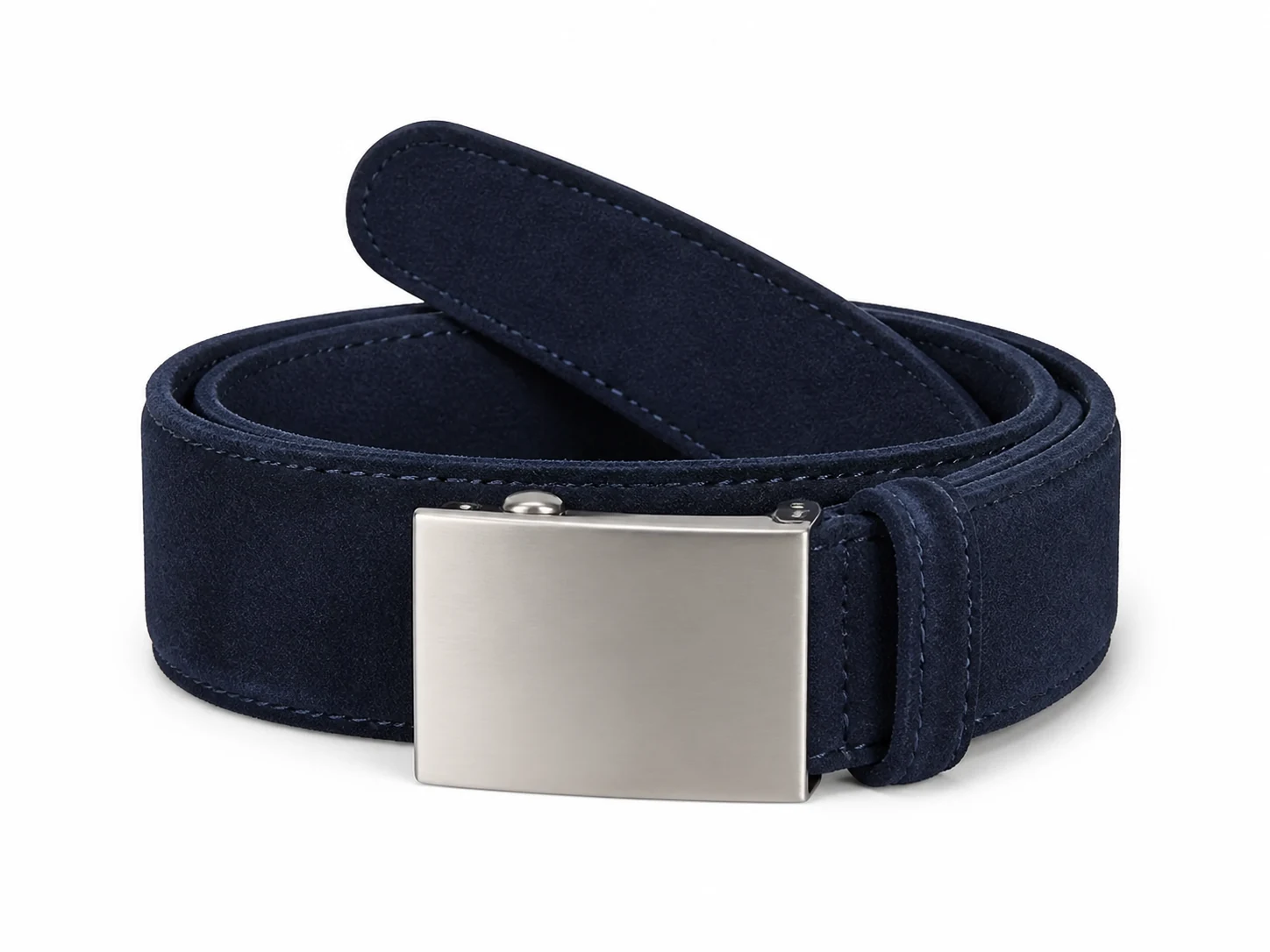 Suede Belt with Logo Buckle