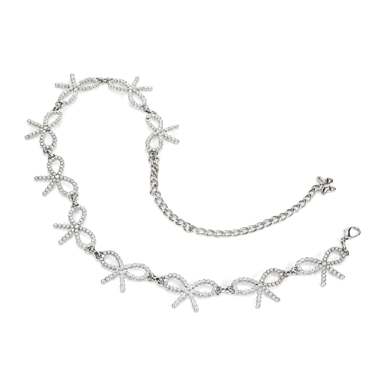 Silver-tone fashion chain waist belt with star-shaped charms