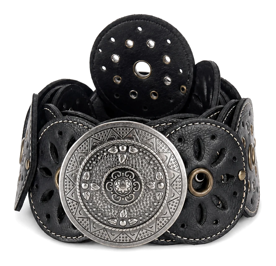 Western belt with concho hardware