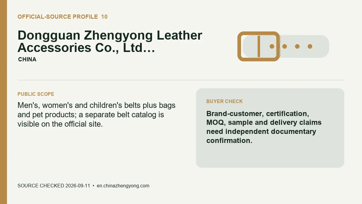 Zhengyong JANYO official-source profile card for Dongguan fashion belt manufacturing