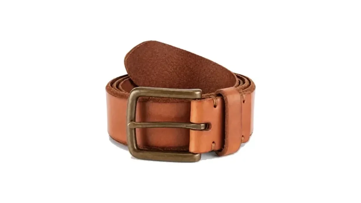 Finished vegetable-tanned leather belt sample