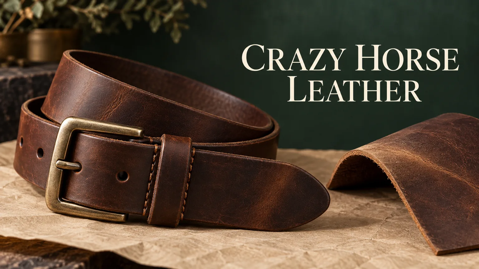 Crazy Horse leather belts cover with brown leather belt and bent sample