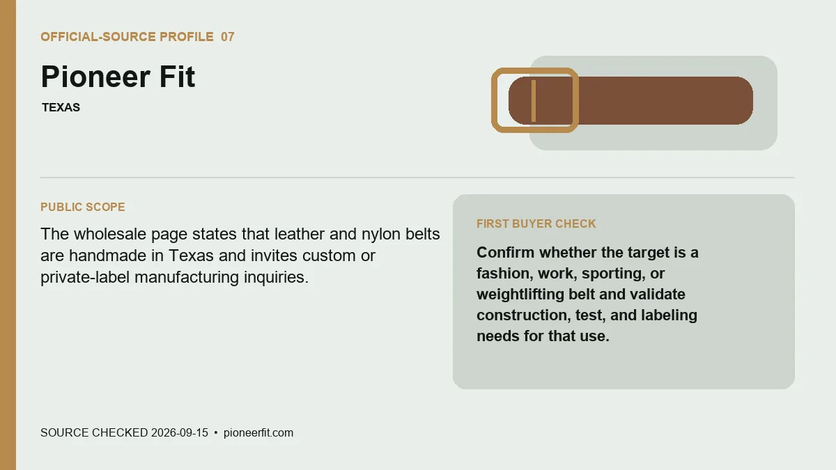 Official-source profile for Pioneer Fit with public belt scope and buyer verification check