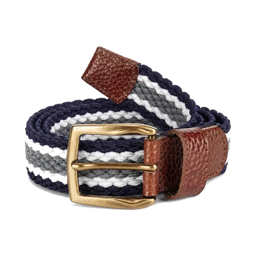 Navy and white braided elastic belt