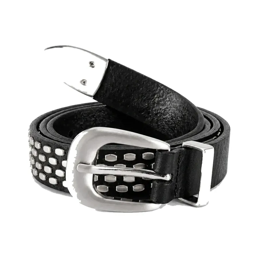 Black belt with silver studs and buckle