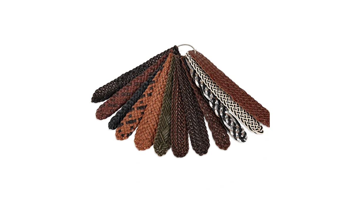 Ring of assorted braided belt strap samples