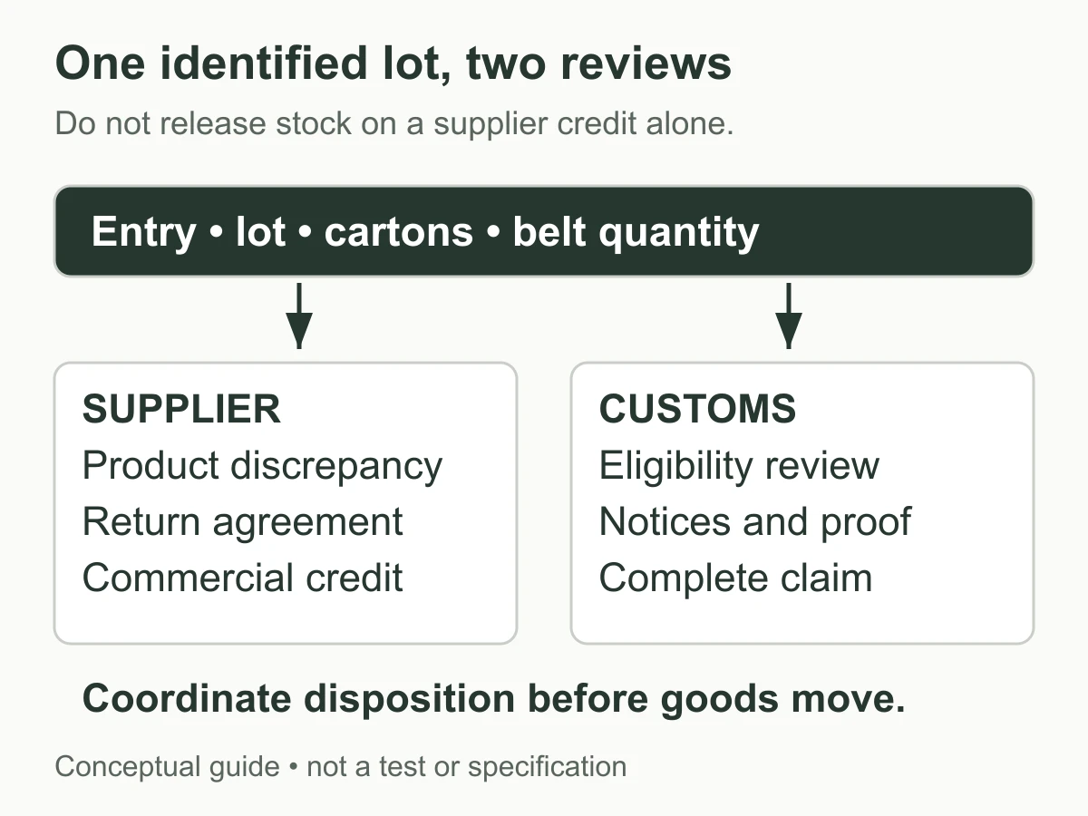Two separate review tracks for a supplier settlement and a customs drawback claim